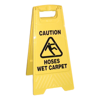 Hoses Wet Carpet Caution Sign - Double-Sided