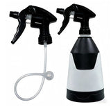 650mL chemical-resistant spray bottle with black trigger, white base, and flexible 360-degree weighted dip tube.