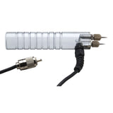 Metal handheld electrical testing probe with grooved grip, dual pointed tips, brass fittings, and attached cable