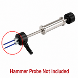 Ten 35mm insulated blue steel moisture probe pins for Tramex hammer electrodes, shown installed on a probe handle.