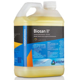 A 5-liter bottle of Actichem Biosan II disinfectant, with label detailing product information and usage instructions.