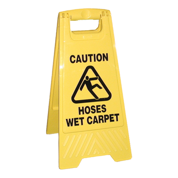 Hoses Wet Carpet Caution Sign - Double-Sided
