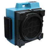 A blue and black XPOWER X-3400 HEPA Filtered Air Purifier Scrubber with a visible black HEPA filter and air outlets.